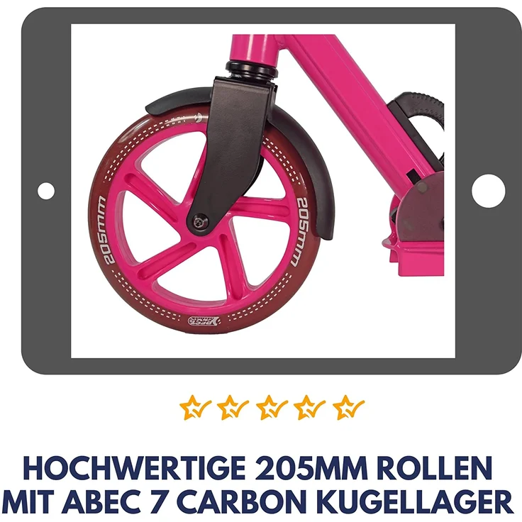 Best Sporting Scooter Leopard 205er Rolle, aus Aluminium, klappbar, pink – Bild 5