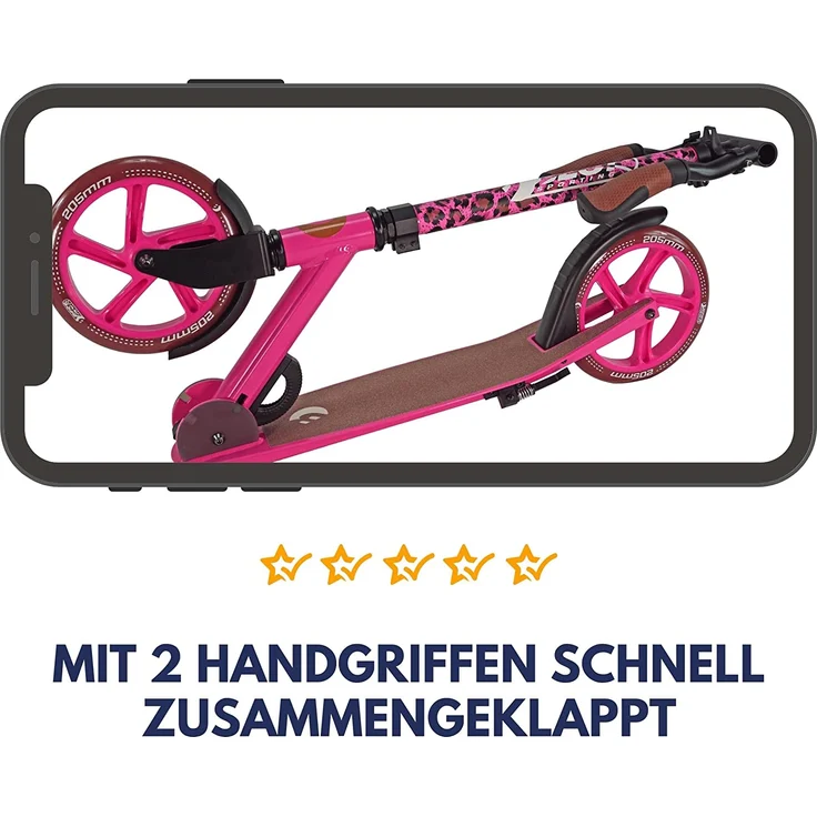 Best Sporting Scooter Leopard 205er Rolle, aus Aluminium, klappbar, pink – Bild 3