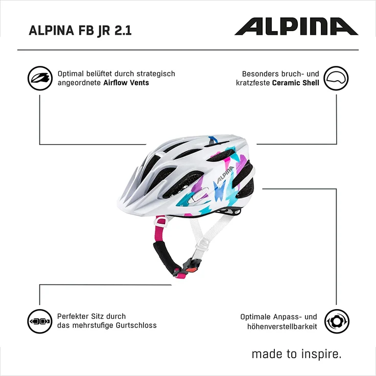 Alpina FB jr. 2. 0 Junior - white butterfly 50-55 cm – Bild 6
