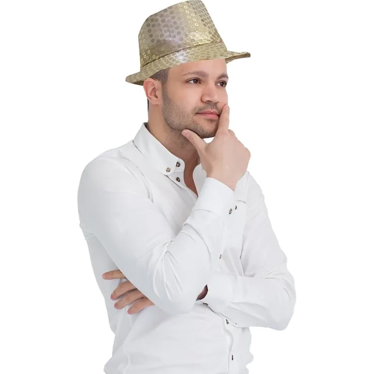 Dress Up America Fedora Hut mit blinkenden LED-Leuchten für Erwachsene (Gold)