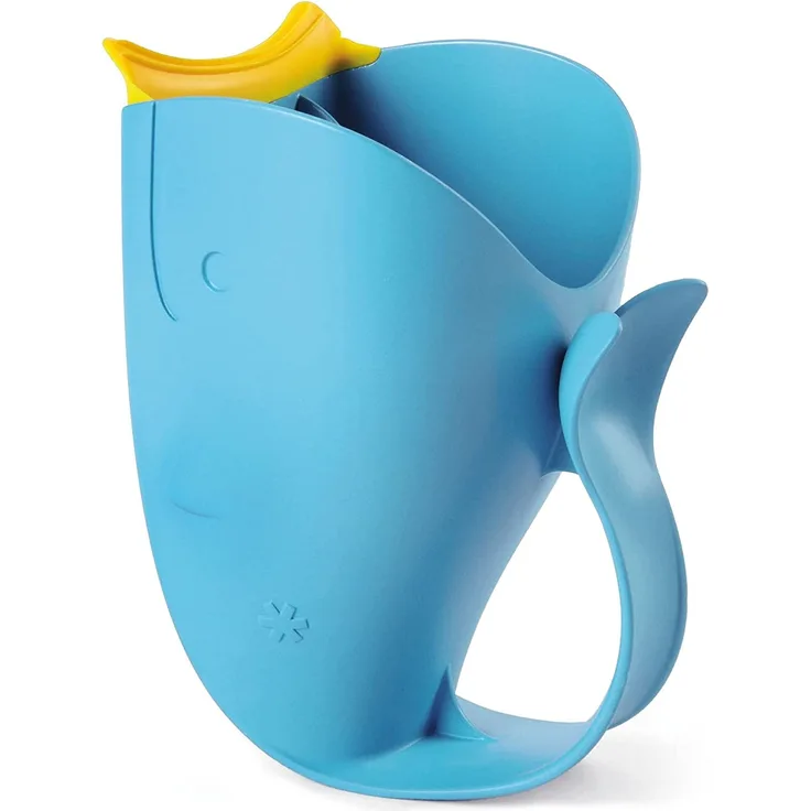 Skip Hop Moby Wal Rinser Becher, zum tränenfreien Haarewaschen, Shampooschutz, Wasserfall, Spülapparat, Spritzschutz, blau