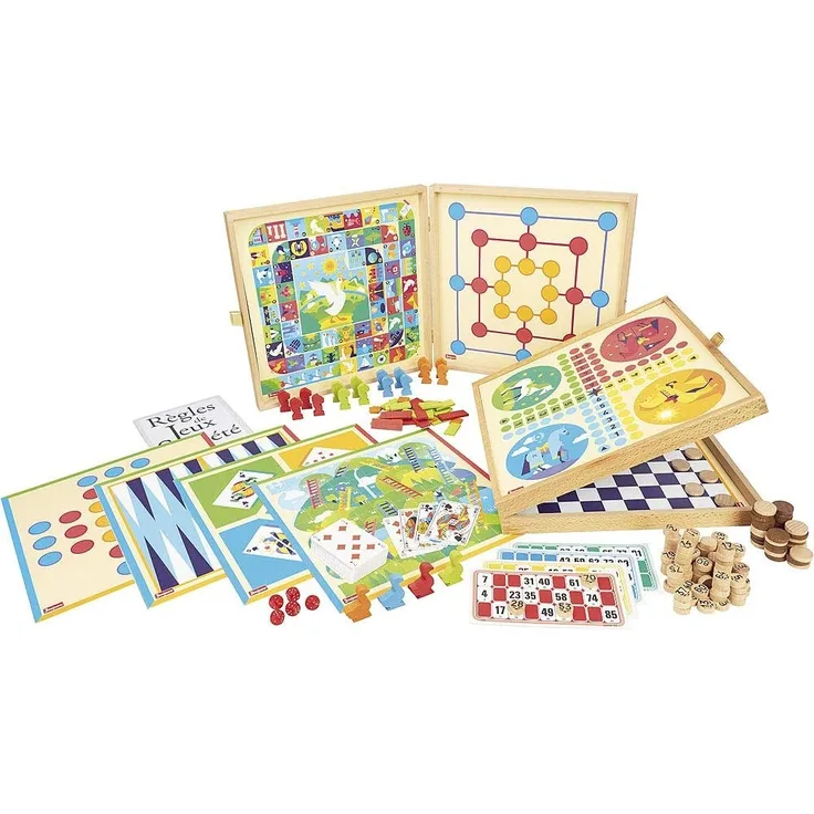 Jeujura 8124 – Coffret de Klassiker Spiel 150, Regeln – Spielsteine Holz