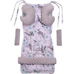 Universal Sitzauflage Kinderwagen & Buggys Sitzeinglage Kinderwagendecke 5tgl Gurtpolster + Spielbogen Kinderwagenset MINKY Baumwolle Medi Partners (Blument mit grauen Minky)