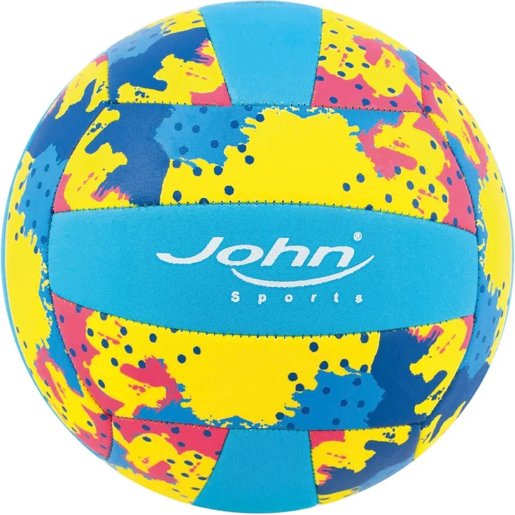 John 52730 - Volleyball Neopren, Größe 5, Durchmesser ca. 22 cm, 250 g, ideal für Einsteiger und Fortgeschrittene, cooles Design in knalligen Farben