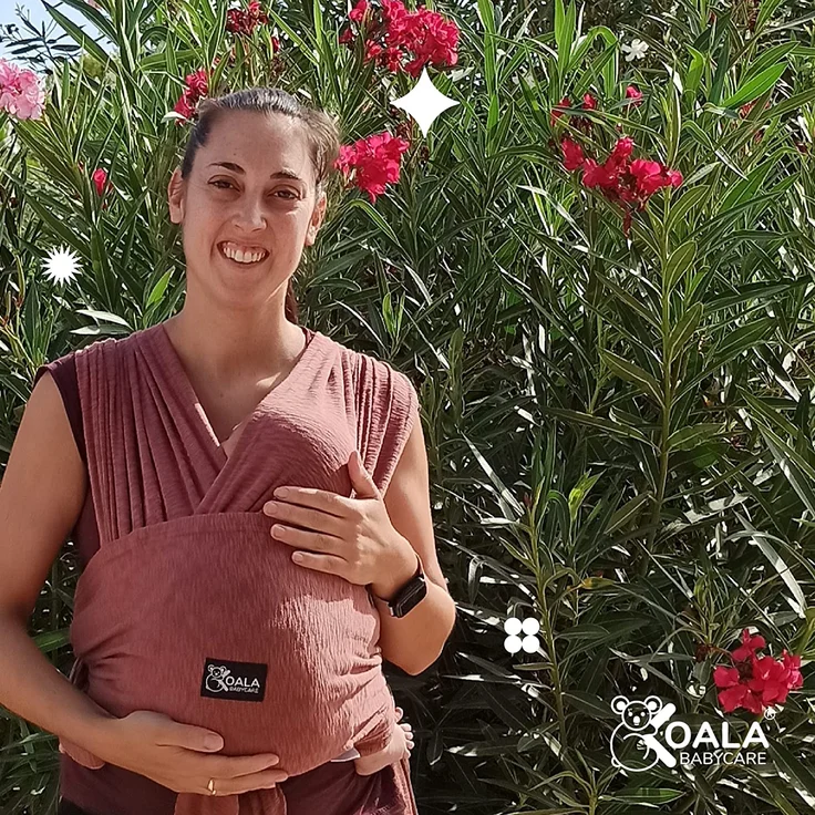 Koala Babycare Tragetuch Baby Neugeborene - Einfach Anzuziehen für Mütter und Väter - Babytrage Multi-Use Bis 9kg - Babytragetuch Bourdeaux – Bild 5