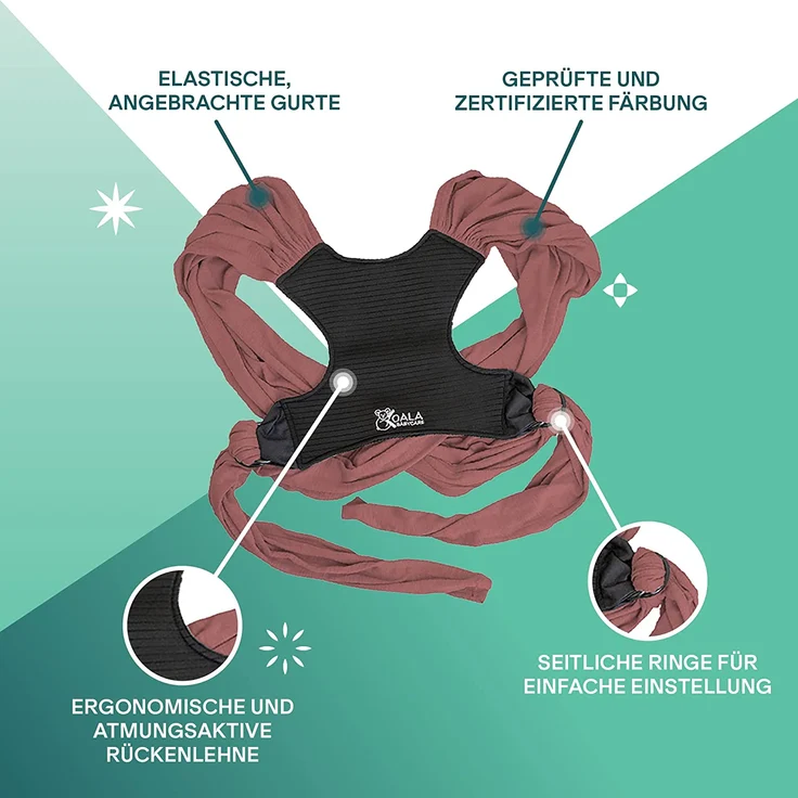 Koala Babycare Tragetuch Baby Neugeborene - Einfach Anzuziehen für Mütter und Väter - Babytrage Multi-Use Bis 9kg - Babytragetuch Bourdeaux – Bild 4