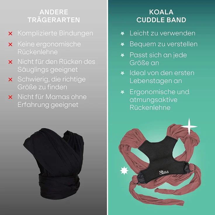 Koala Babycare Tragetuch Baby Neugeborene - Einfach Anzuziehen für Mütter und Väter - Babytrage Multi-Use Bis 9kg - Babytragetuch Bourdeaux – Bild 6