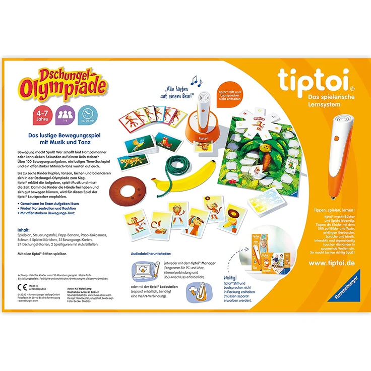 Ravensburger tiptoi® ACTIVE Spiel 00129, Dschungel-Olympiade, Bewegungsspiel ab 4 Jahre für 1-6 Spieler – Bild 2