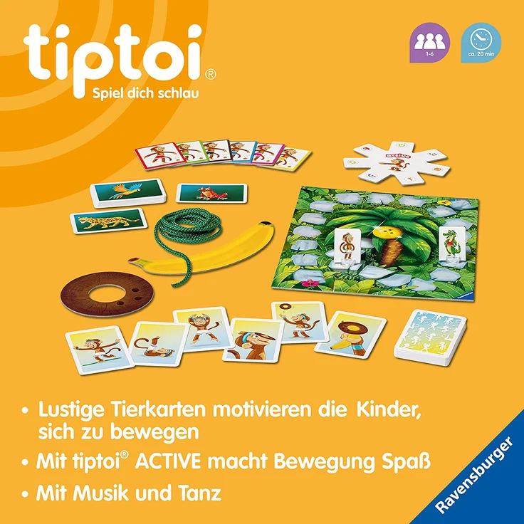Ravensburger tiptoi® ACTIVE Spiel 00129, Dschungel-Olympiade, Bewegungsspiel ab 4 Jahre für 1-6 Spieler – Bild 6