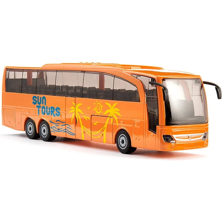 SIKU 3738, Mercedes-Benz Travego Reisebus, 1:50, Metall/Kunststoff, Öffenbare Türen und Klappe, Orange – Bild 4