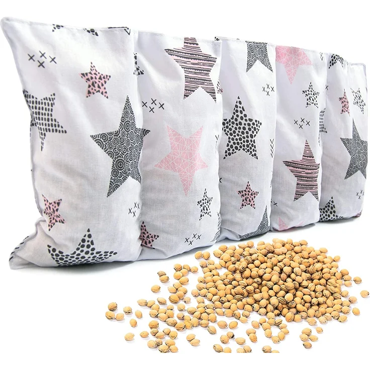 Amilian Kirschkernkissen 55 x 20cm Wärmekissen Wärmekompresse Körnerkissen Kirschkernsack Kirschkern Kissen für Kinder Erwachsene ideal als Massagekissen Kältekissen Sternschnuppe rosa – Bild 1
