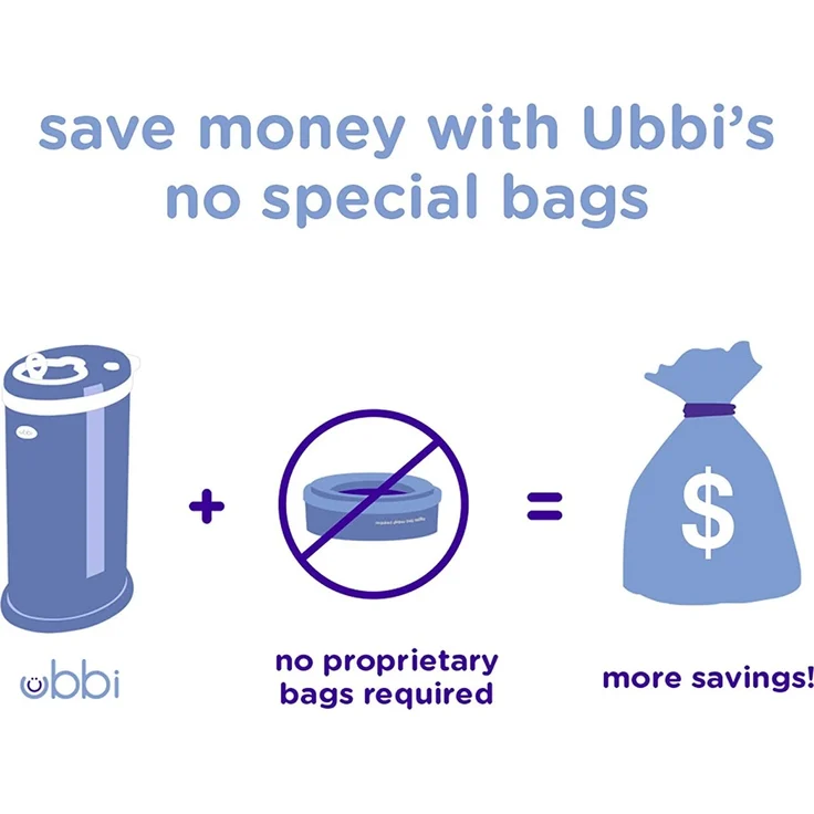 Ubbi Steel Odor Locking Nappy Disposal Bin, No Special Bag Required Money Saving, Awards-Winning, Modern Design Registry Must-Have Diaper Pail, Cloudy Blue - Preisvergleich – Bild 5