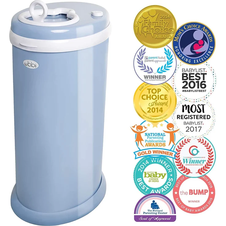 Ubbi Steel Odor Locking Nappy Disposal Bin, No Special Bag Required Money Saving, Awards-Winning, Modern Design Registry Must-Have Diaper Pail, Cloudy Blue - Preisvergleich – Bild 2
