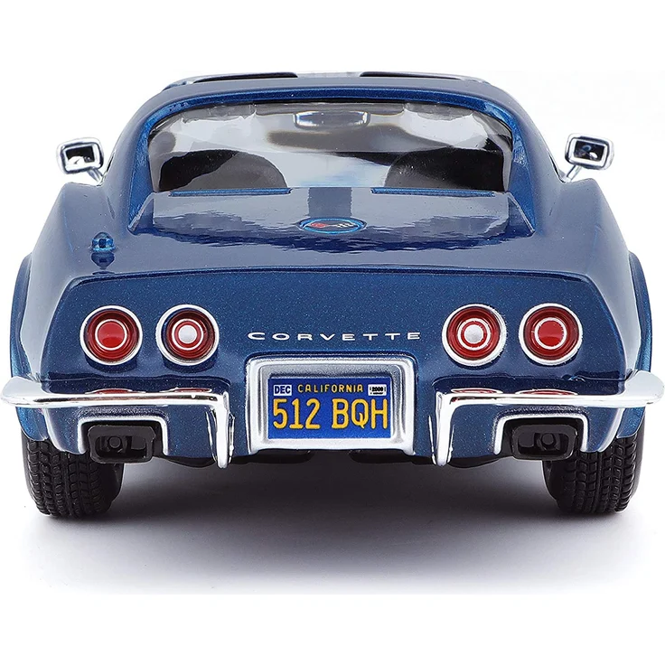 Maisto Chevrolet Corvette '70: Originalgetreues Modellauto 1:24, Türen und Motorhaube zum Öffnen, Fertigmodell, 20 cm, blau (531202) – Bild 3