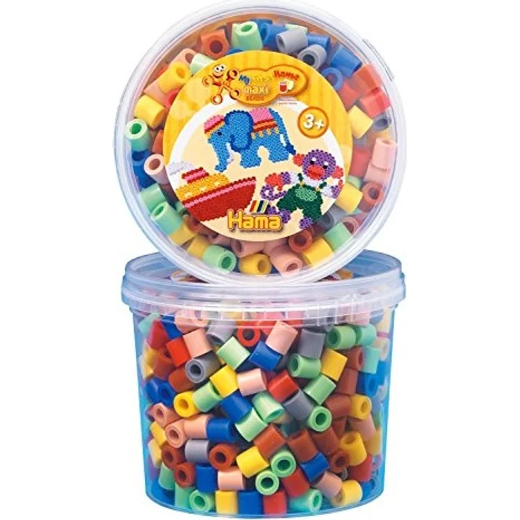 Hama 8573 - Maxi Bügelperlen Dose mit ca. 600 Maxiperlen, volltonmix 2 – Bild 1