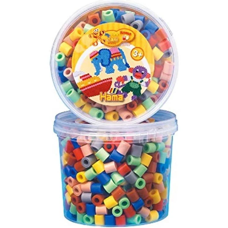Hama 8573 - Maxi Bügelperlen Dose mit ca. 600 Maxiperlen, volltonmix 2 – Bild 3