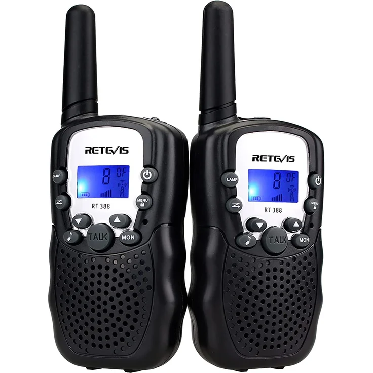 Retevis RT388 Walkie Talkie Kinder,Funkgerät große Reichweite Spielzeug für 3-12 Jahren Junge,8 Kanäle VOX Taschenlampe,Geschenke für Radfahren,Camping (1 Paar, Schwarz) – Bild 1