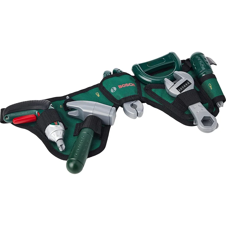 Theo Klein 8493 Bosch Werkzeuggürtel I Mit batteriebetriebenem Akkuschrauber Ixolino und zahlreichem Werkzeug I Maße: 76 cm x 24 cm x 4,5 cm I Spielzeug für Kinder ab 3 Jahren – Bild 3