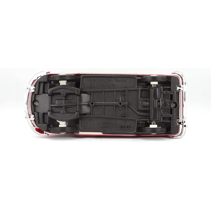 Maisto VW Bus Samba: Originalgetreues Modellauto VW T1 mit Vordertür zum Öffnen, Maßstab 1:25, Fertigmodell, rot-weiß (531956) – Bild 7