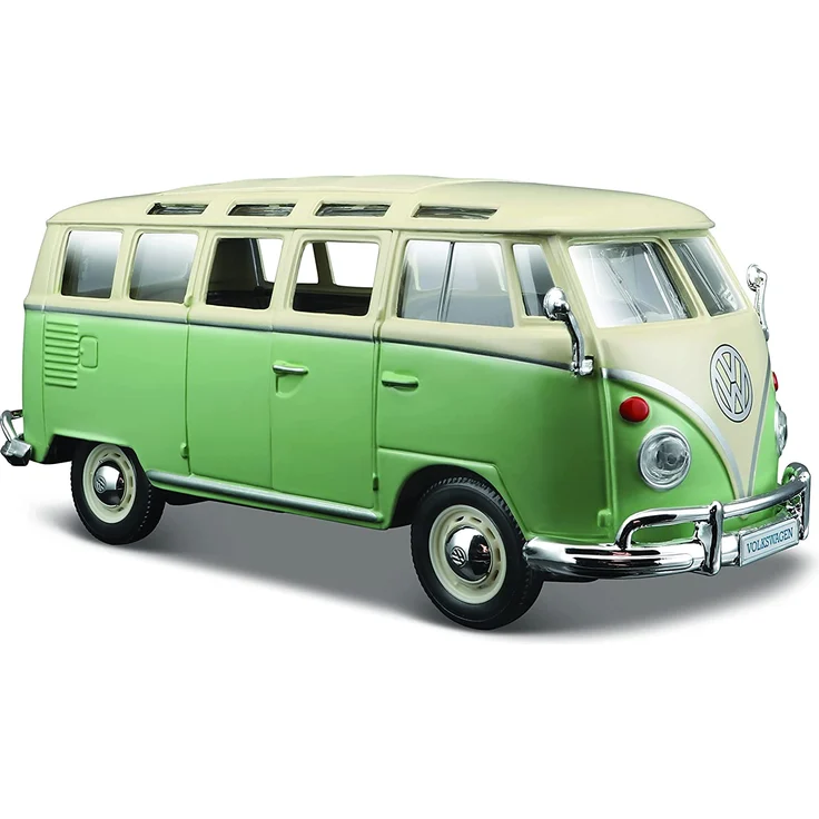 Maisto VW Bus Samba: Originalgetreues Modellauto VW T1 mit Vordertür zum Öffnen, Maßstab 1:25, Fertigmodell, rot-weiß (531956) – Bild 6