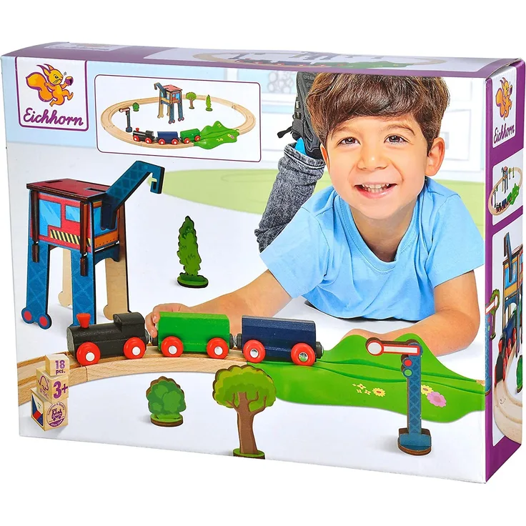 Eichhorn 100001261 - Schienenbahn mit Zubehör, Streckenlänge: 205cm, FSC 100%, Buchenholz