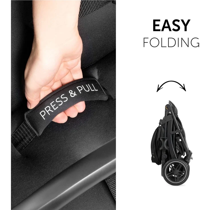 Hauck Buggy Rapid 4D / bis 25 kg / Schnell Faltbar / Sonnen Verdeck UPF 50 + / Gummiräder / Getränkehalter / Höhenverstellbar / Liegeposition / Leicht Abwischbar / Großer Einkaufskorb / Schwarz – Bild 5