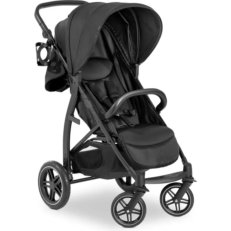 Hauck Buggy Rapid 4D / bis 25 kg / Schnell Faltbar / Sonnen Verdeck UPF 50 + / Gummiräder / Getränkehalter / Höhenverstellbar / Liegeposition / Leicht Abwischbar / Großer Einkaufskorb / Schwarz
