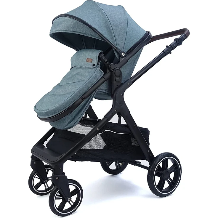 Pixini Kinderwagen Nelio 3in1 schwarz / mystic mint (inkl. Autositz, Regenplane, Wickeltasche,. ) – Bild 3