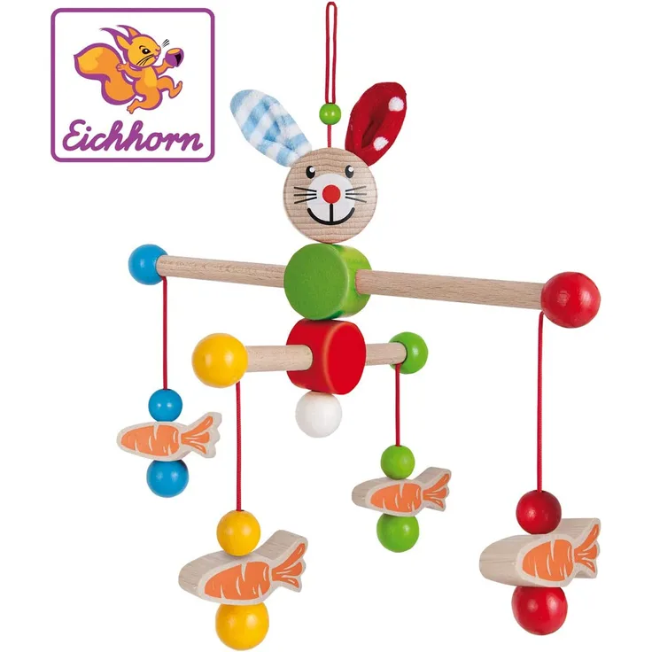 Eichhorn 100017022 - Baby Mobile mit Hasenmotiv, 22x22cm, FSC 100% Zertifiziertes Buchenholz, Made in Germany