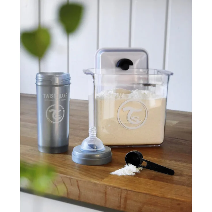 Twistshake Milchpulver Aufbewahrung Behälter mit Löffel 1700 ml, Versiegelt Milchpulver-Spender mit Luftdichter Deckel, Einhandbedienung, BPA Frei, Transparent – Bild 6