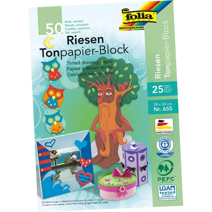 Glorex Tonzeichenpapierblock 130g/m² sortiert 24 x 34 cm, 50 Blatt – Bild 3