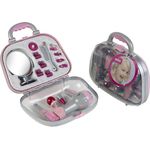 Theo Klein 5855 Frisierkoffer mit Braun Haartrockner I Mit Spiegel, Kamm und viel Styling-Zubehör I Robuster Koffer mit batteriebetriebenem Fön I Maße: 27,5 cm x 11 cm x 22,2 cm