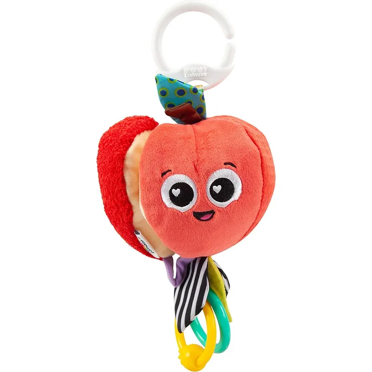 Lamaze Clip & Go Albert der Apfel, Neugeborenen Kinderspielzeug für Kinderwagen, sensorisches Spielzeug für Babys mit Farben und Geräuschen, Entwicklungsspielzeug für Jungen und Mädchen ab 0 Monaten