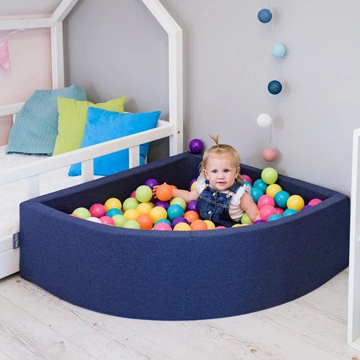 KiddyMoon Bällebad 90X30cm/200 Bälle Bällepool Mit Bällen ∅ 7Cm Für Babys Kinder Viertel Eckig, Hellgrau:Hgrün-Gelb-Türkis-Orange-Dpink-Violett – Bild 7