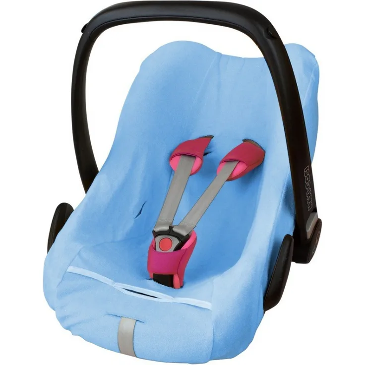 ByBoom - Frottee Sommerbezug, Schonbezug für Babyschale, Autositz, z. B. Maxi Cosi CabrioFix, City, Pebble; Designed in Germany, MADE IN EU, Farbe:Hellblau