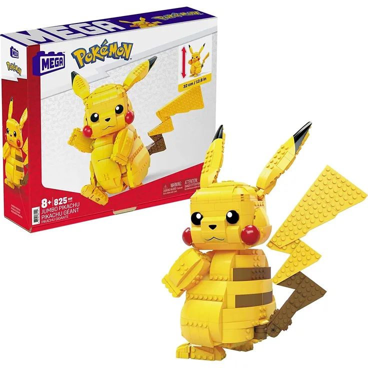 Mega Construx FVK81 - Pokemon Jumbo Pikachu 33 cm Bauset mit 825 Bausteinen, Spielzeug ab 8 Jahren [Exklusiv bei Amazon