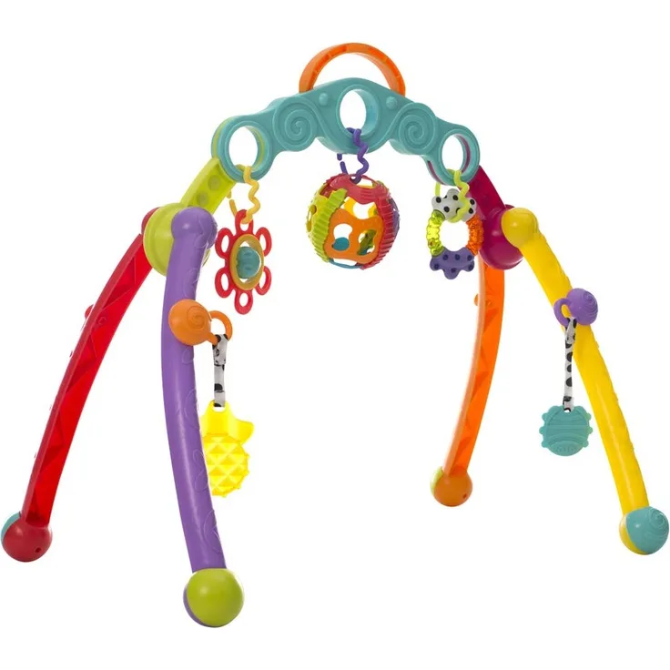Playgro Zusammenklappbarer Spielbogen, Mit abnehmbarem Spielzeug, Ab 0 Monate, Junyju Fold and Go Activitiy Playgym, Bunt, 40173