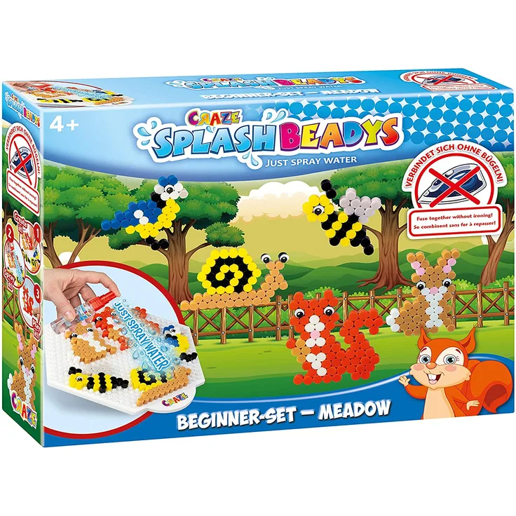 CRAZE Splash BEADYS Waldtiere Wiesentiere Tiere Bügelperlen ohne Bügeln Beginner Bastelset 17883, bunt