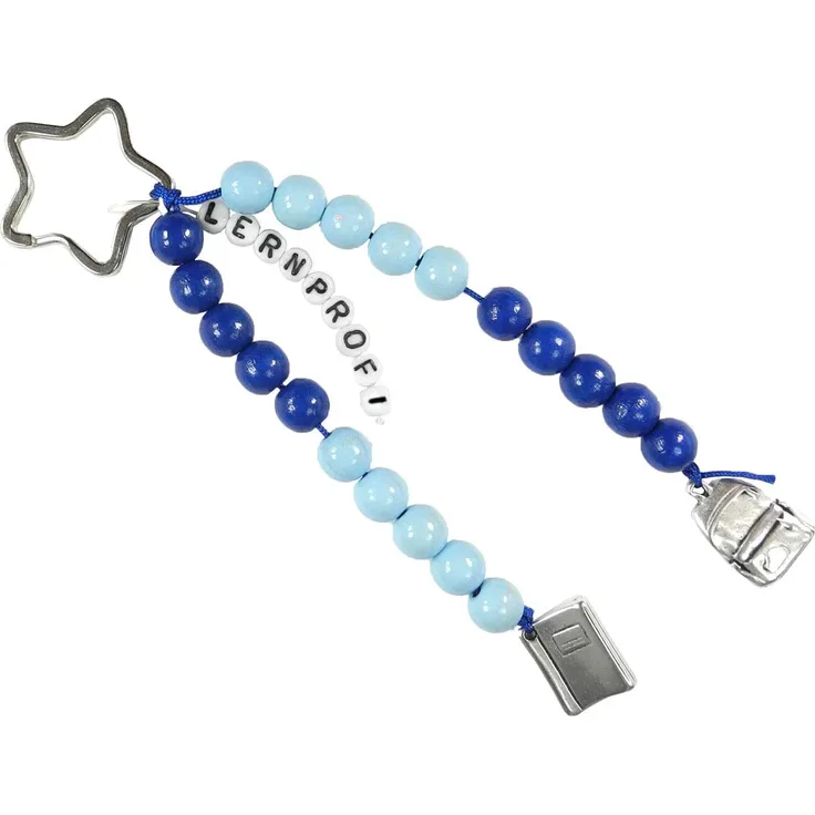 Pracht Creatives Hobby 5935-12171 Rechenkette zum Selbstgestalten, mit Schlüsselanhänger, Lernprofi blau, Bastelset mit 20 Rechenperlen, als Geschenk zur Einschulung, für die Zuckertüte