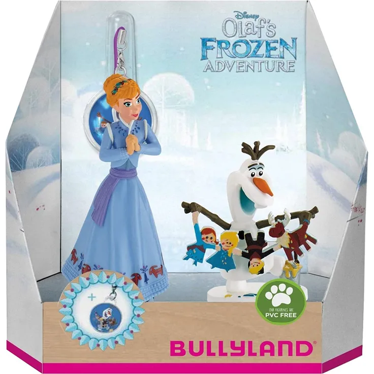 Bullyland 12938 - Disney Olafs Frozen Adventure Spielfigurenset, Anna und Olaf mit Charm