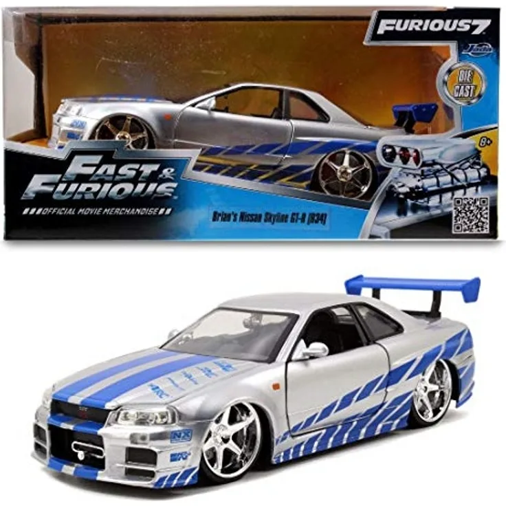 Jazwares - 97158 - Metals Diecast - Fast and Furious, Brian O'Conner's Nissan Skyline GT-R, Maßstab 1:24