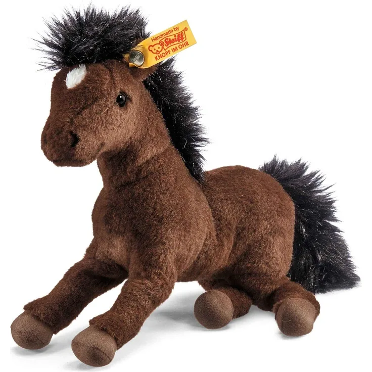 Steiff Hanno Hannoveraner - 22 cm - Plüsch Pferd liegend - Kuscheltier für Kinder - Plüschpferd - weich & waschbar - braun (280351)