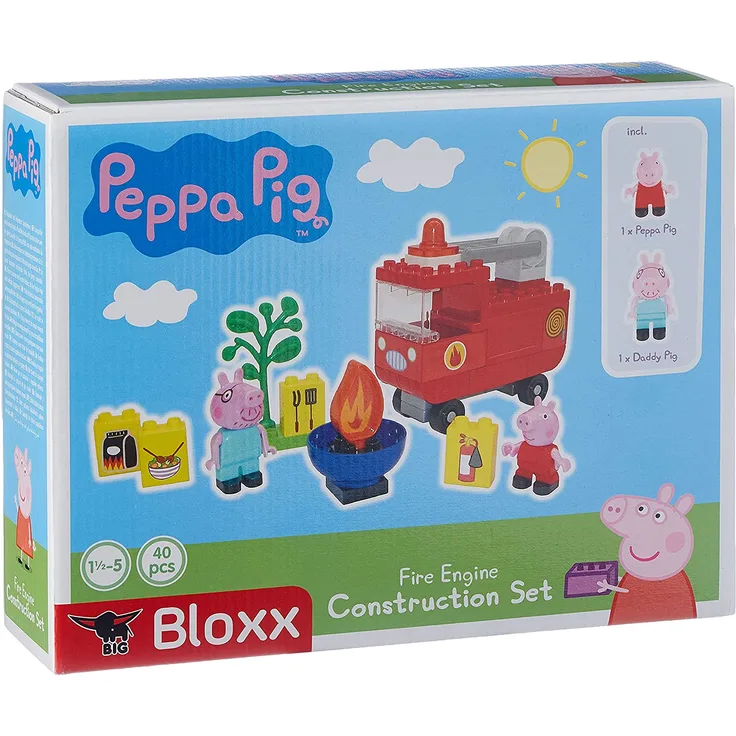 BIG-Bloxx Peppa Pig Feuerwehrauto - Peppa´s Feuerwehr, Construction Set, BIG-Bloxx Set inklusive Peppa und Papa Wutz, 40 Teile, für Kinder ab 18 Monaten