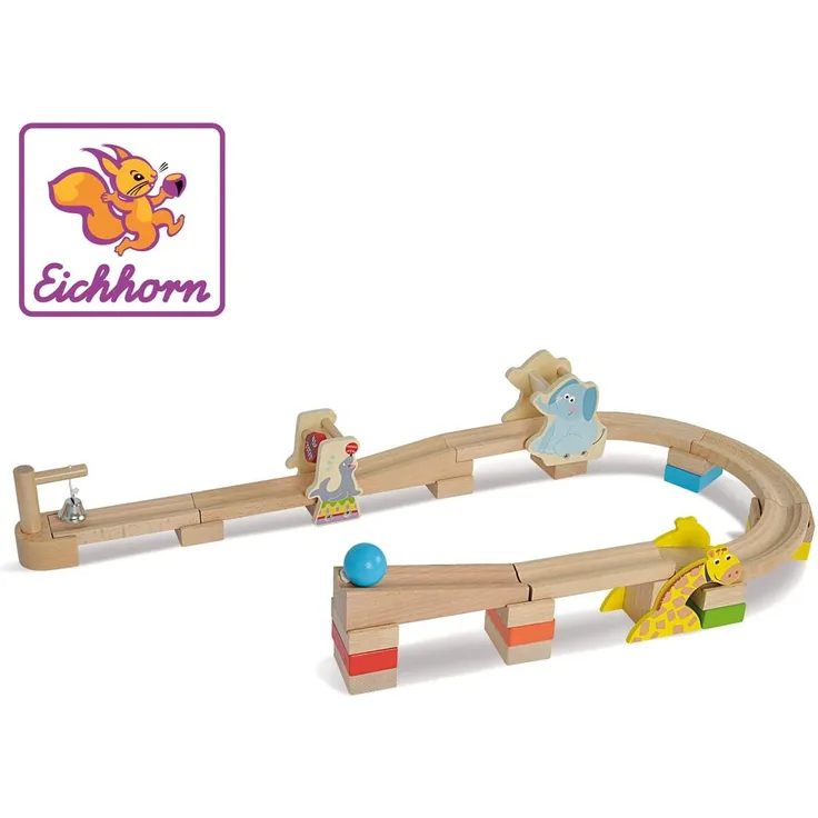 Eichhorn 100002026 Eichhorn-100002026-Kugelbahn, mit Funktionsschienen, 30-TLG, Buchenholz, Bunt