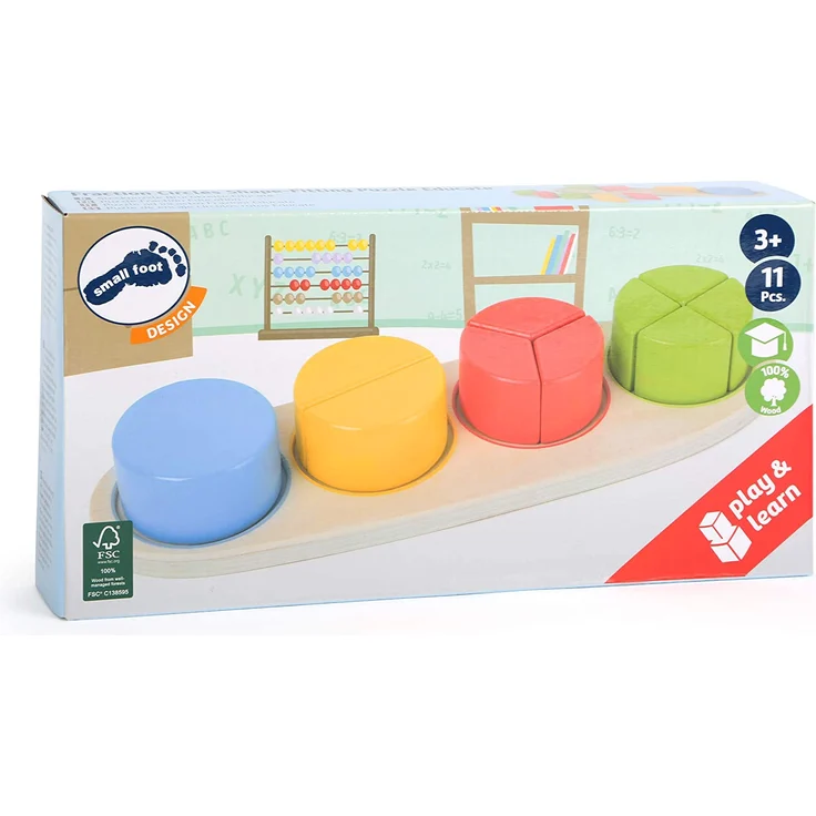 Small Foot 11102 Steckpuzzle Bruchkreise Educate aus Holz, FSC 100%-Zertifiziert Spielzeug, Mehrfarbig – Bild 4