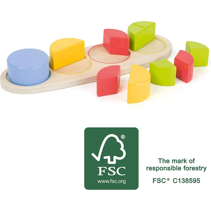 Small Foot 11102 Steckpuzzle Bruchkreise Educate aus Holz, FSC 100%-Zertifiziert Spielzeug, Mehrfarbig – Bild 5