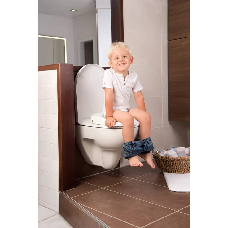 Rotho Babydesign KidsKit 3-in-1 Toilettentrainer, Ab 18-36 Monate, Aufbau-Maße zusammengeklappt: 41,5 x 25 x 67 cm (LxBxH), Grau/Weiß, 600060240 – Bild 7