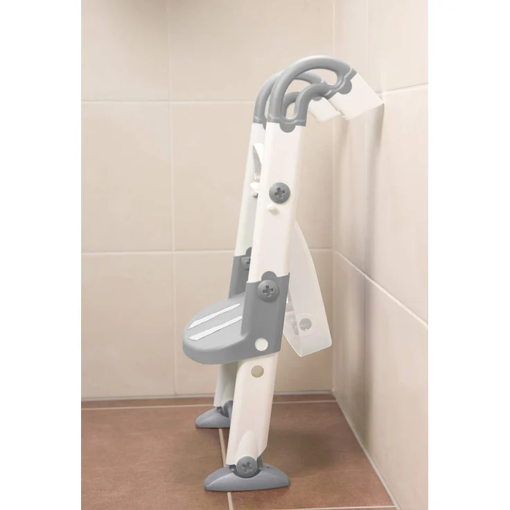 Rotho Babydesign KidsKit 3-in-1 Toilettentrainer, Ab 18-36 Monate, Aufbau-Maße zusammengeklappt: 41,5 x 25 x 67 cm (LxBxH), Grau/Weiß, 600060240 – Bild 4