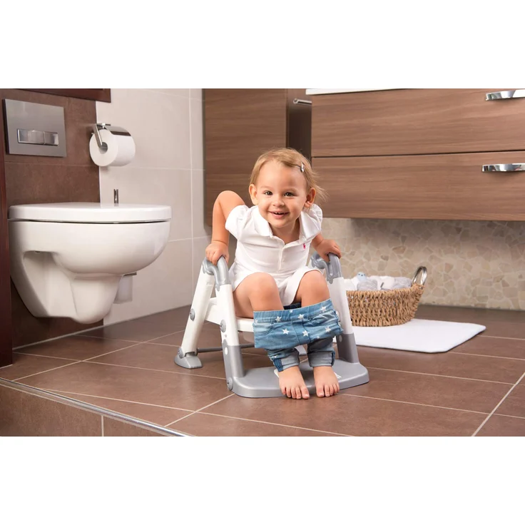 Rotho Babydesign KidsKit 3-in-1 Toilettentrainer, Ab 18-36 Monate, Aufbau-Maße zusammengeklappt: 41,5 x 25 x 67 cm (LxBxH), Grau/Weiß, 600060240 – Bild 3