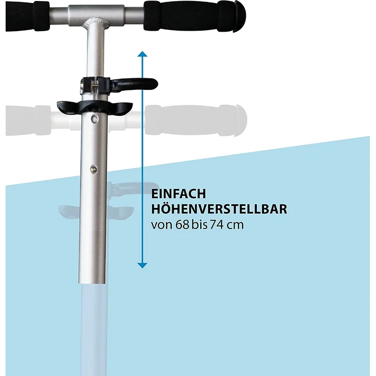 HUDORA 14202 'Little BigWheel' Scooter, ab 3 Jahren, höhenverstellbar bis 74 cm, klappbar, max. belastbar bis 100 kg, himmelblau – Bild 5